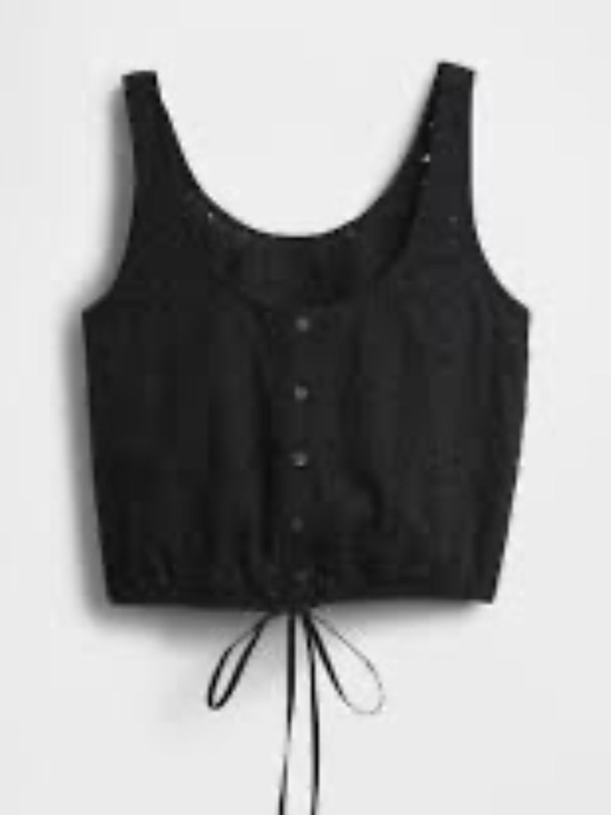 GAP Tops - GAP Black Cropped Button Tank with Drawstring